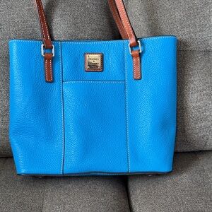 Dooney & Bourke Bright Blue Tote with Brown Accents